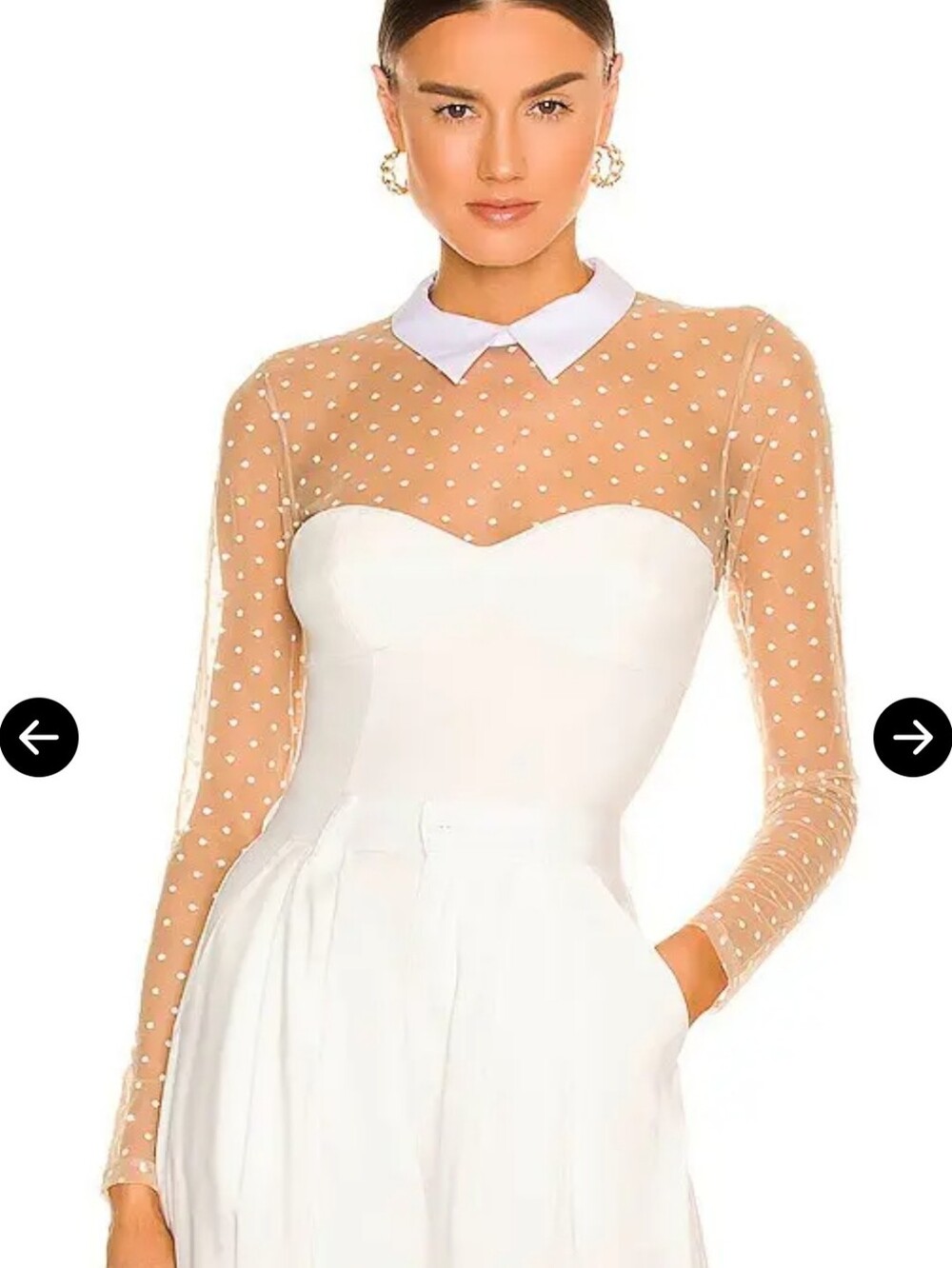 Fleur Du Mal Collared Bodysuit with Dotted Tulle Size Xs  $348 - Picture 7 of 12